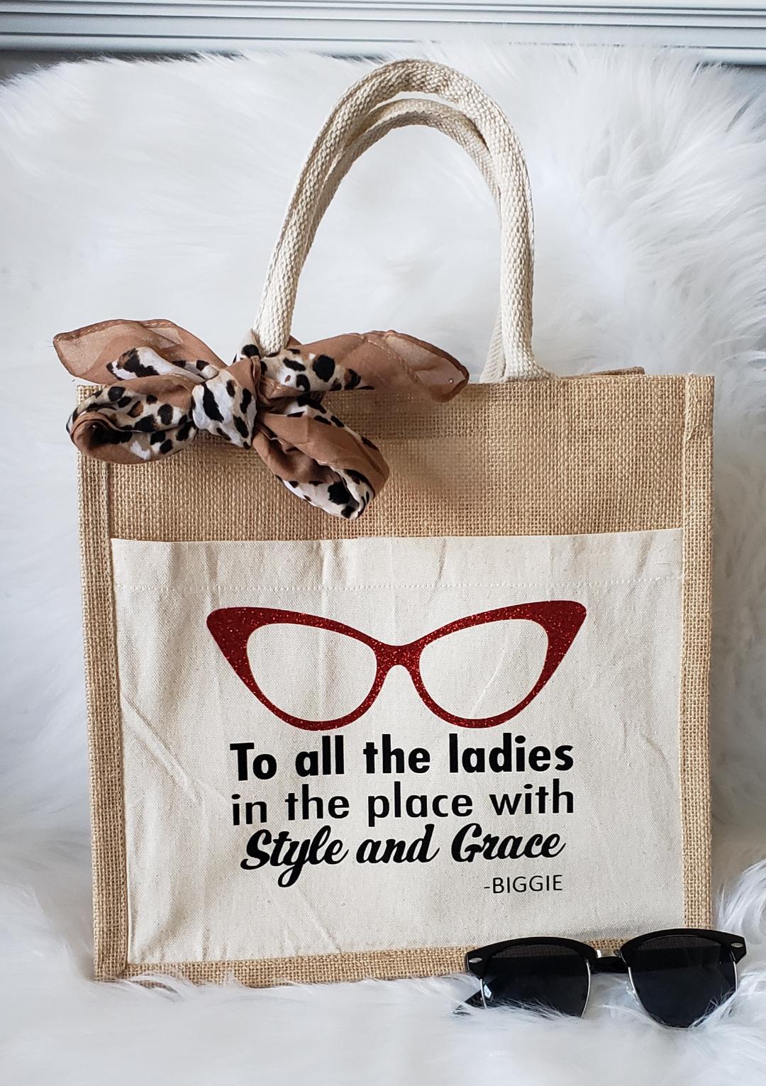 Jute Canvas Boutique Tote Bag- Style and Grace