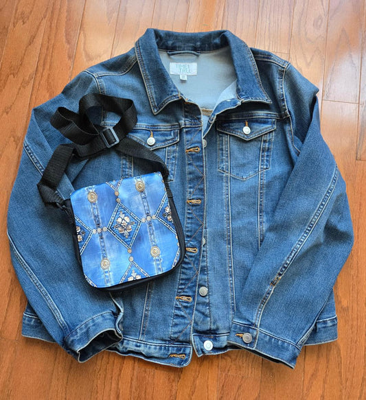 Shoulder Bag-Faux Denim Shoulder Bag-Faux Denim