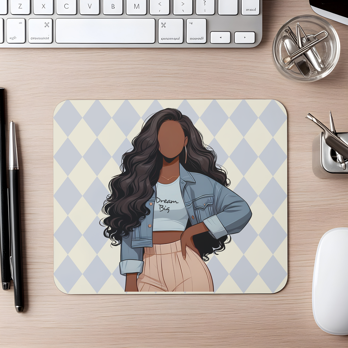 Dream Big Faceless Beauty Argyle Mousepad