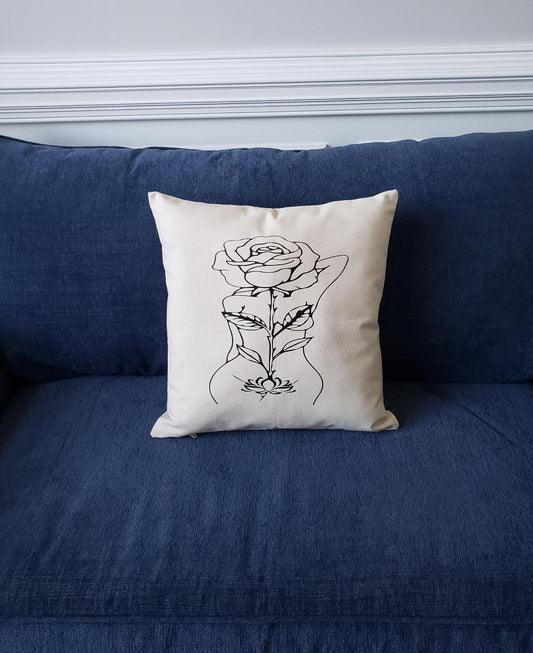 Natural Cotton Pillow Cover-Essence of a Woman 18x18 Natural Cotton Pillow Cover-Essence of a Woman 18x18