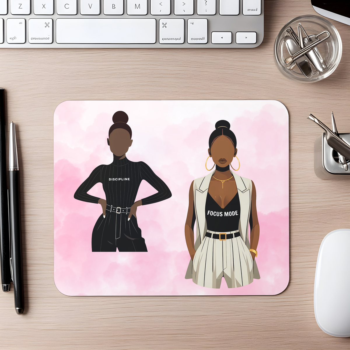 Discipline & Focus Mode Faceless Beauty Pink Mousepad