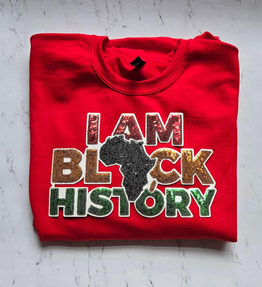 I am Black History Sequins Patch Sweatshirt I am Black History Sequins Patch Sweatshirt