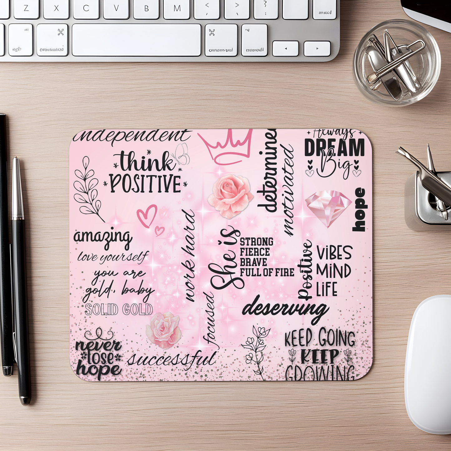 SHE is Strong Pink Affirmation Mouse Pad