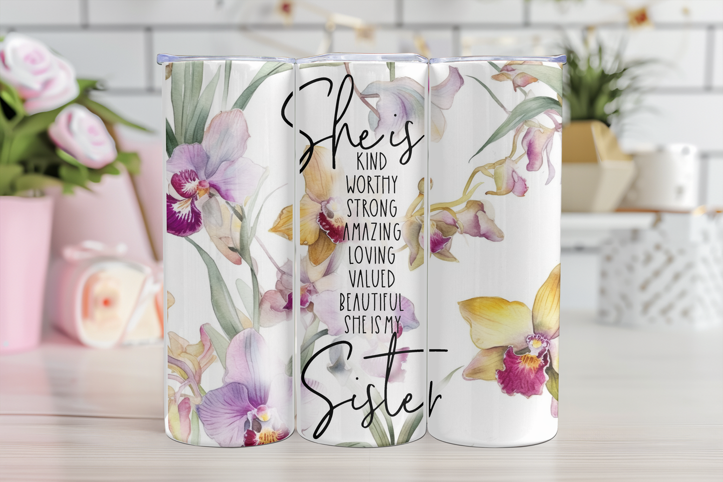 She Is Sister Affirmation Tumbler