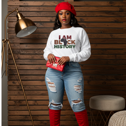 I am Black History Sequins Patch Sweatshirt