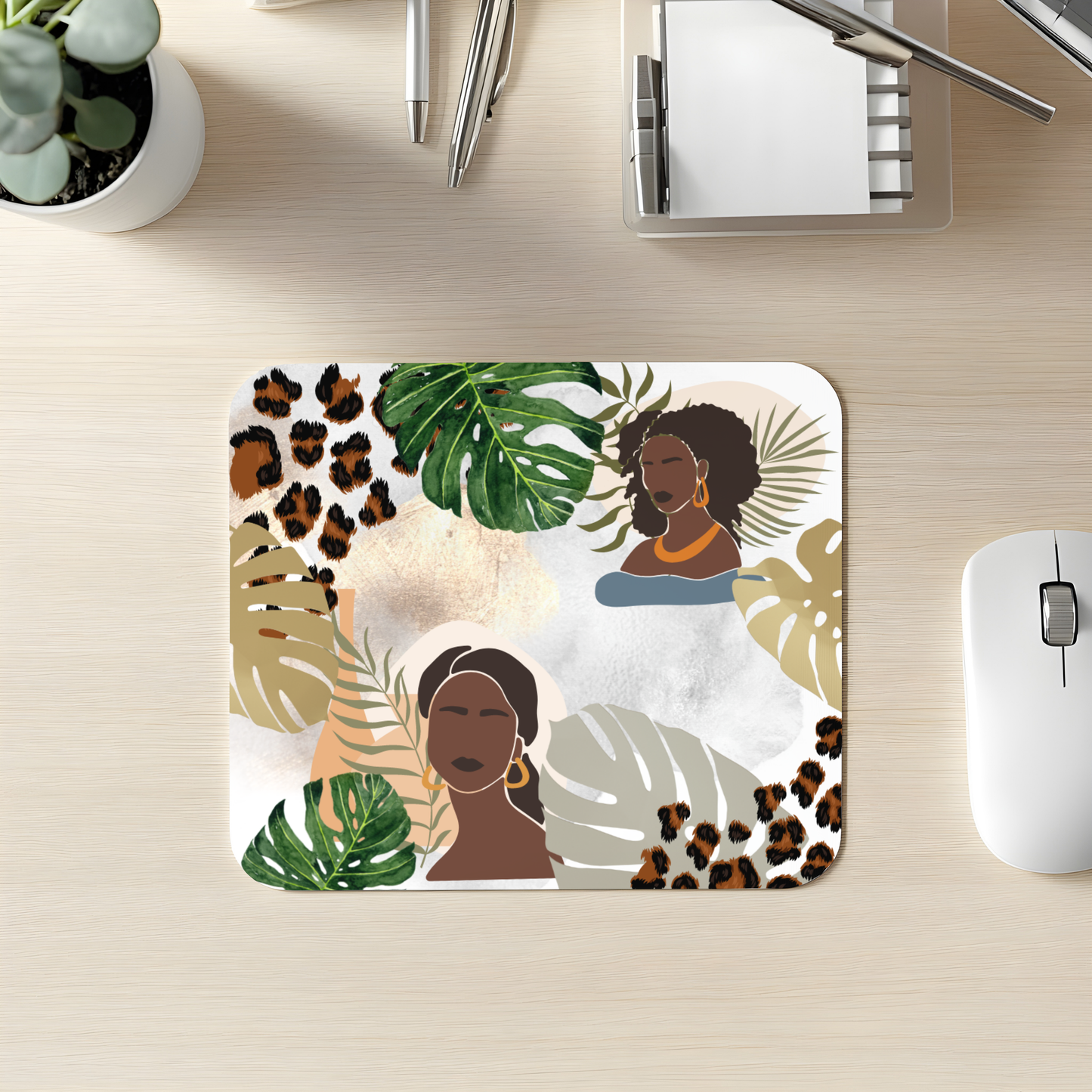 Black Girl Boho Mouse Pad