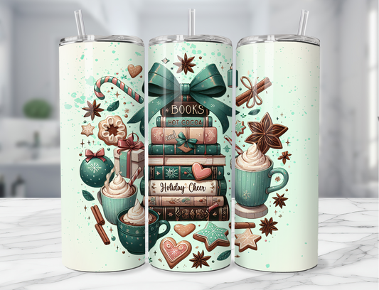 Bookish Christmas and Cocoa Tumbler