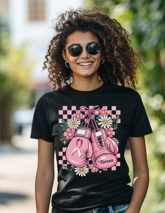 Fight Breast Cancer Boxing Gloves Tee
