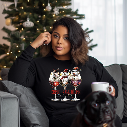 Snowman Drink Drank Drunk Sweatshirt