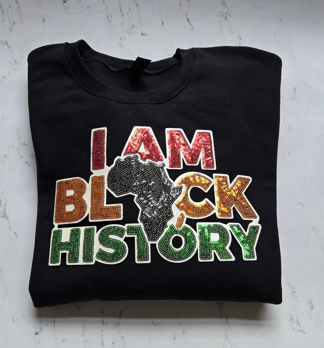 I am Black History Sequins Patch Sweatshirt