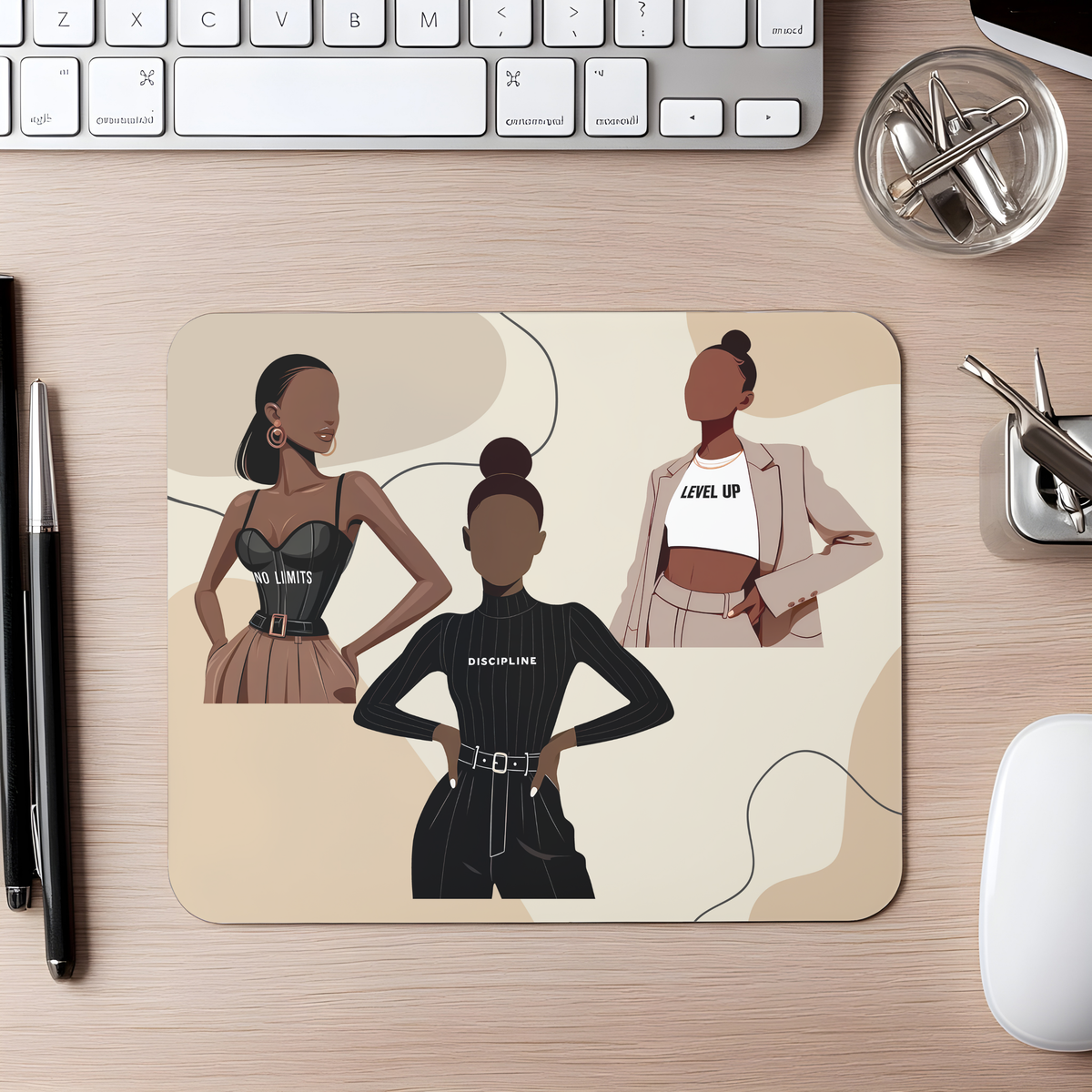 Level Up Faceless Beauty Motivational Trio Mousepad