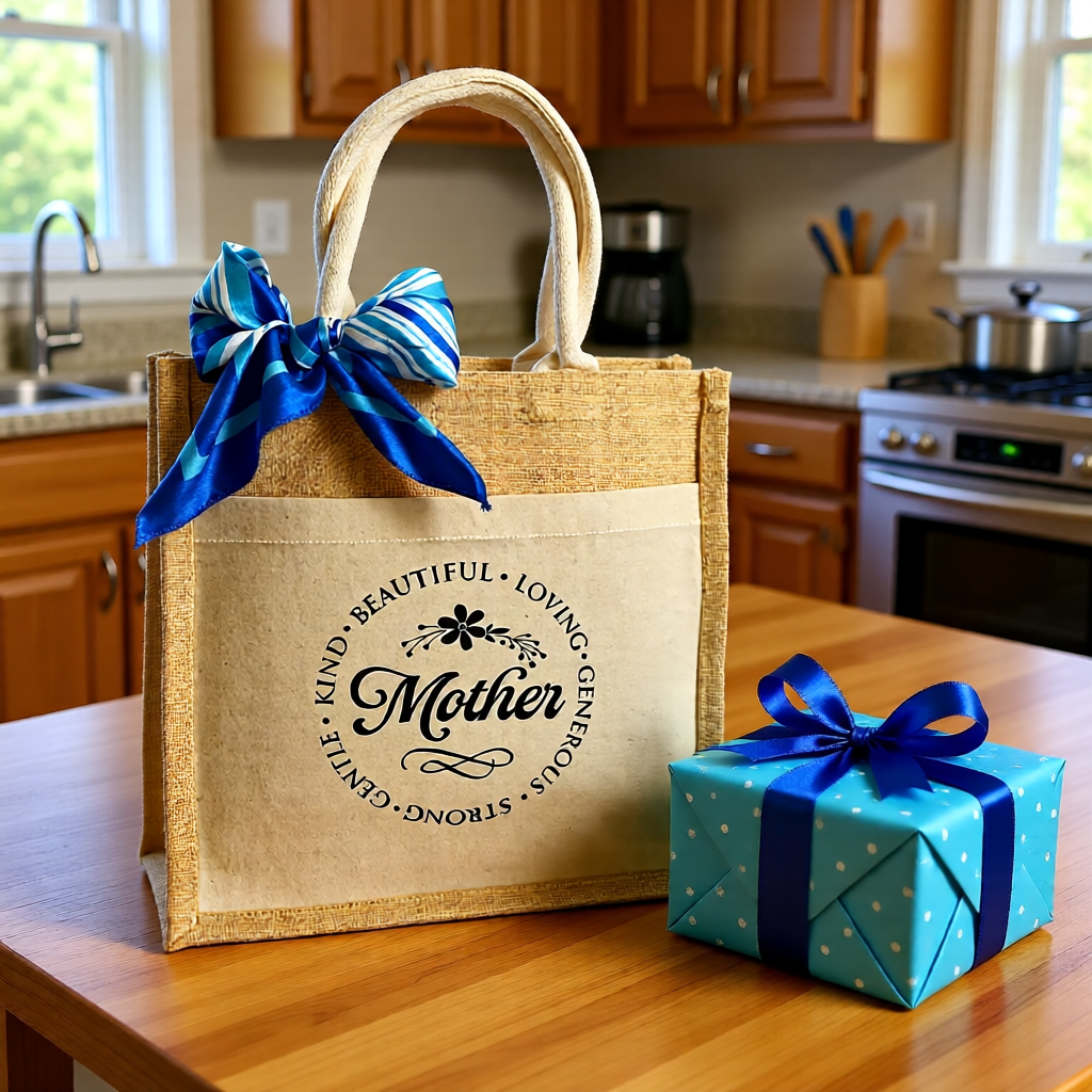 Jute Canvas Boutique Tote Bag- Mother Affirmation Tote