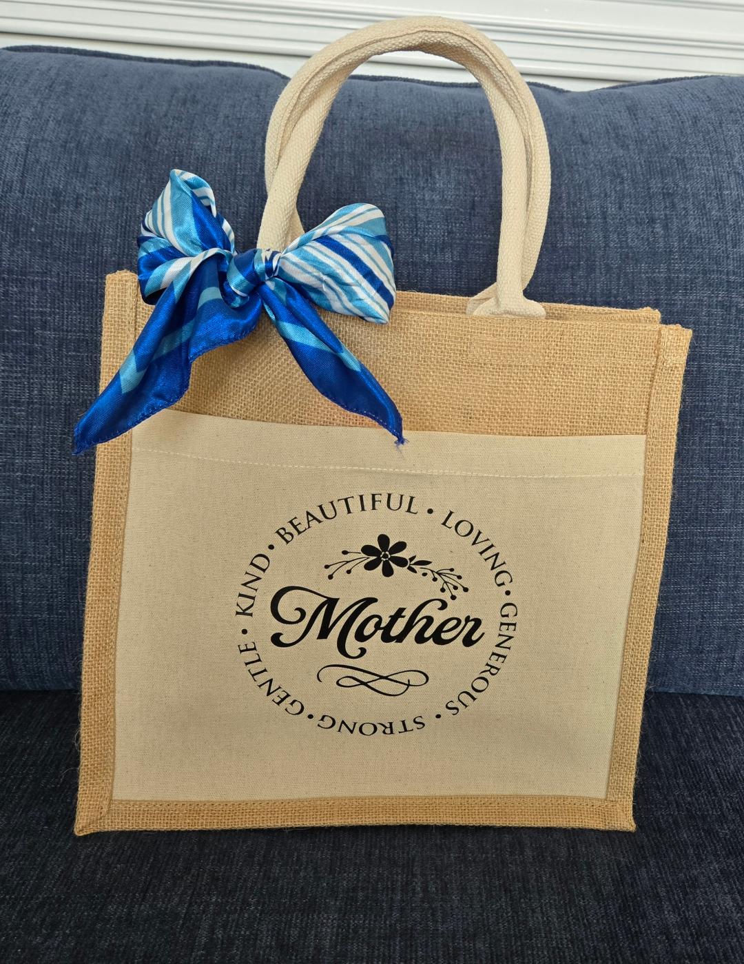 Jute Canvas Boutique Tote Bag- Mother Affirmation Tote