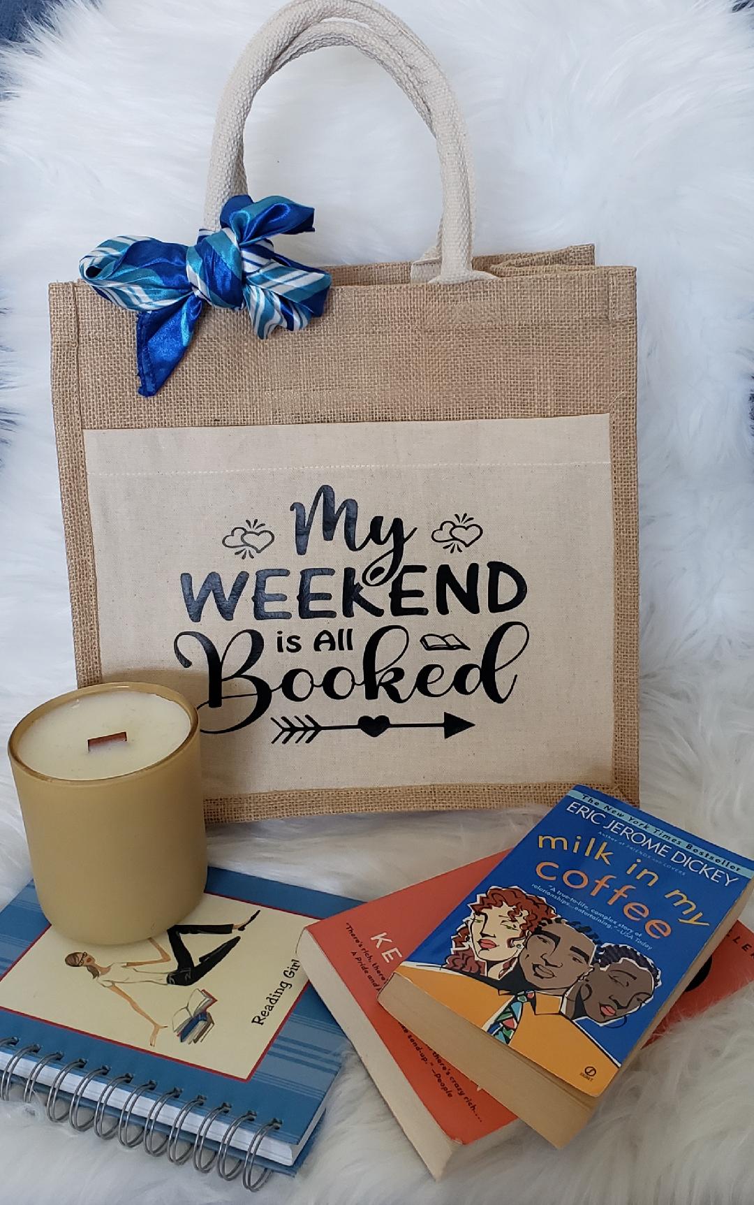 Jute Canvas Boutique Tote Bag- My Weekend is Booked