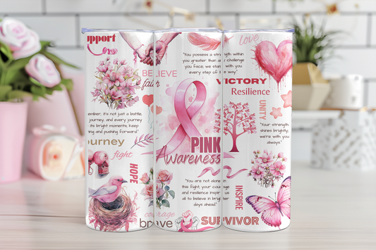 Pink Breast Cancer Awareness Tumbler