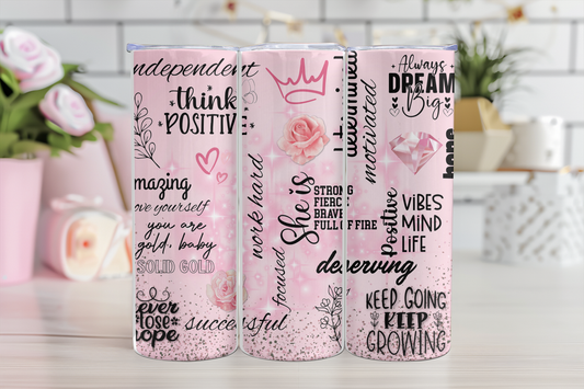 SHE is Strong Pink Affirmation Tumbler