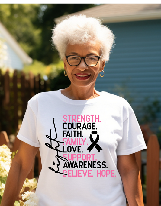 Strength Courage Faith Breast Cancer Tee