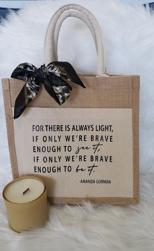 Jute Canvas Boutique Tote Bag- There is always Light