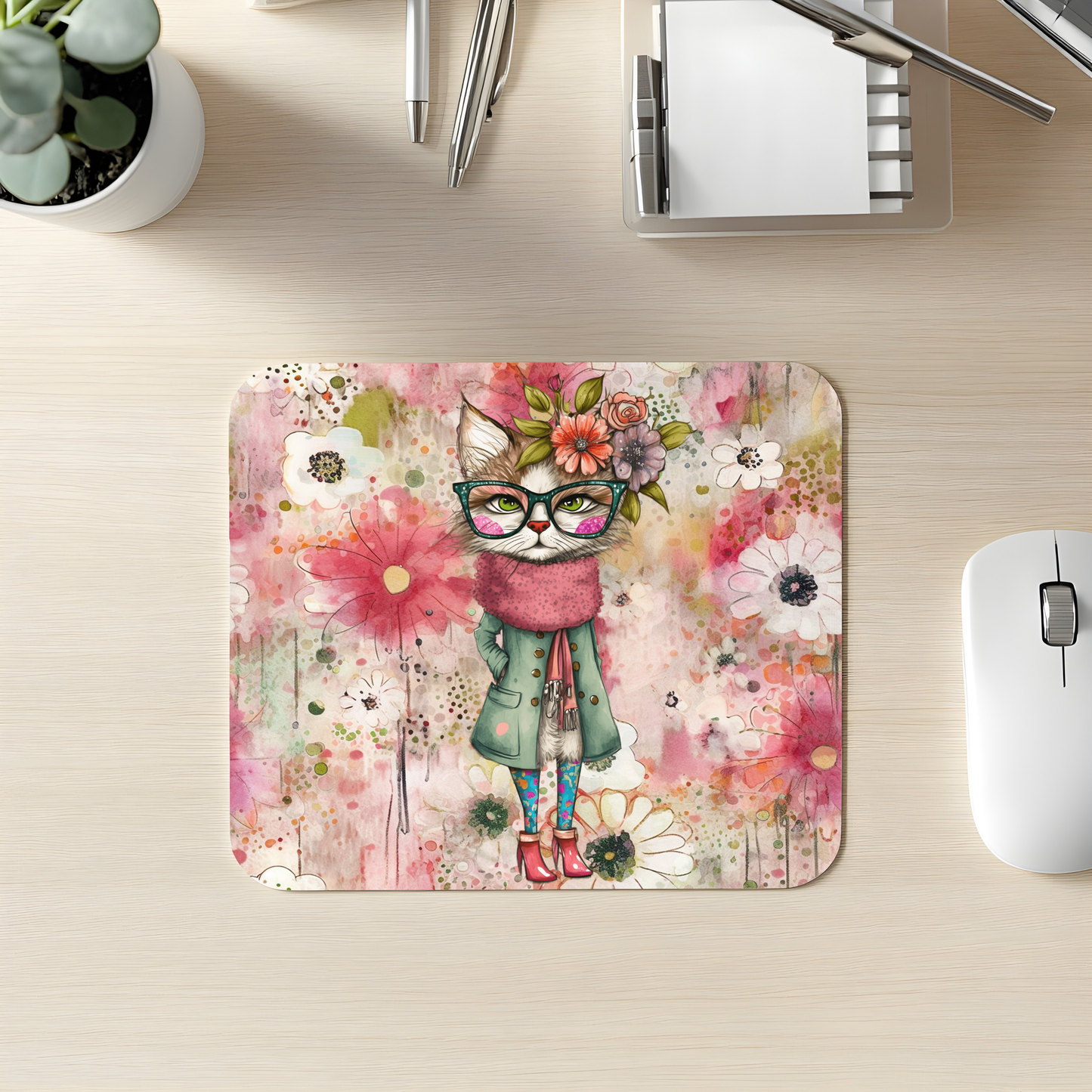 Whimsical Cat Mouse Pad